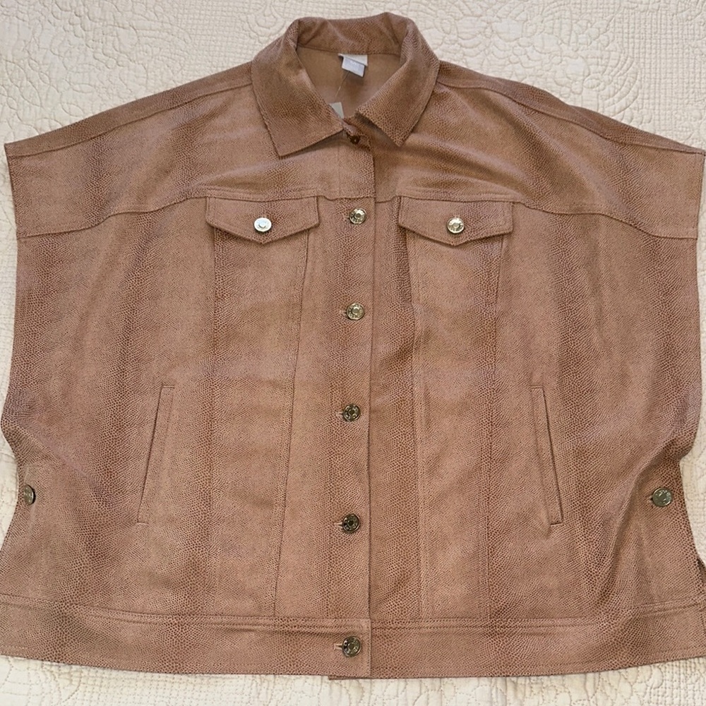 Chico's Tan Cape Jacket with Button Details